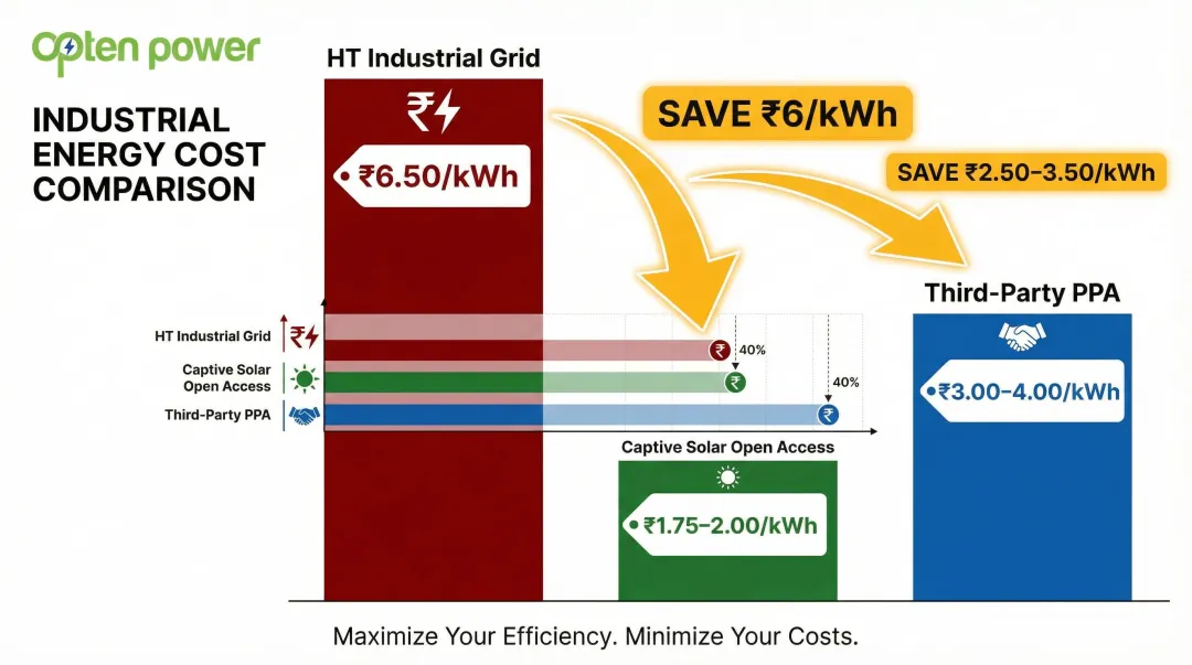 Solar open access versus grid tariff cost comparison table FY 2026-27 Rajasthan