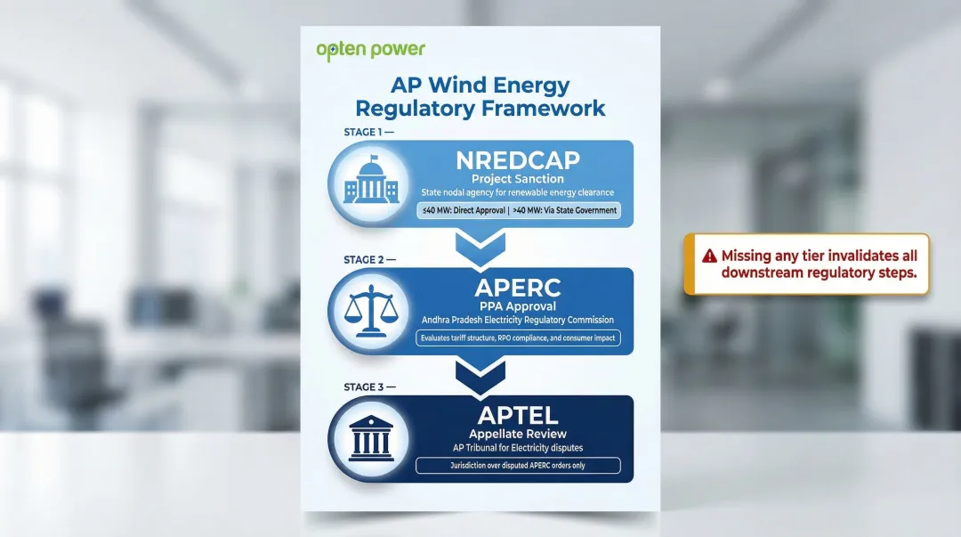 Three-tier Andhra Pradesh wind PPA regulatory framework NREDCAP APERC APTEL flow