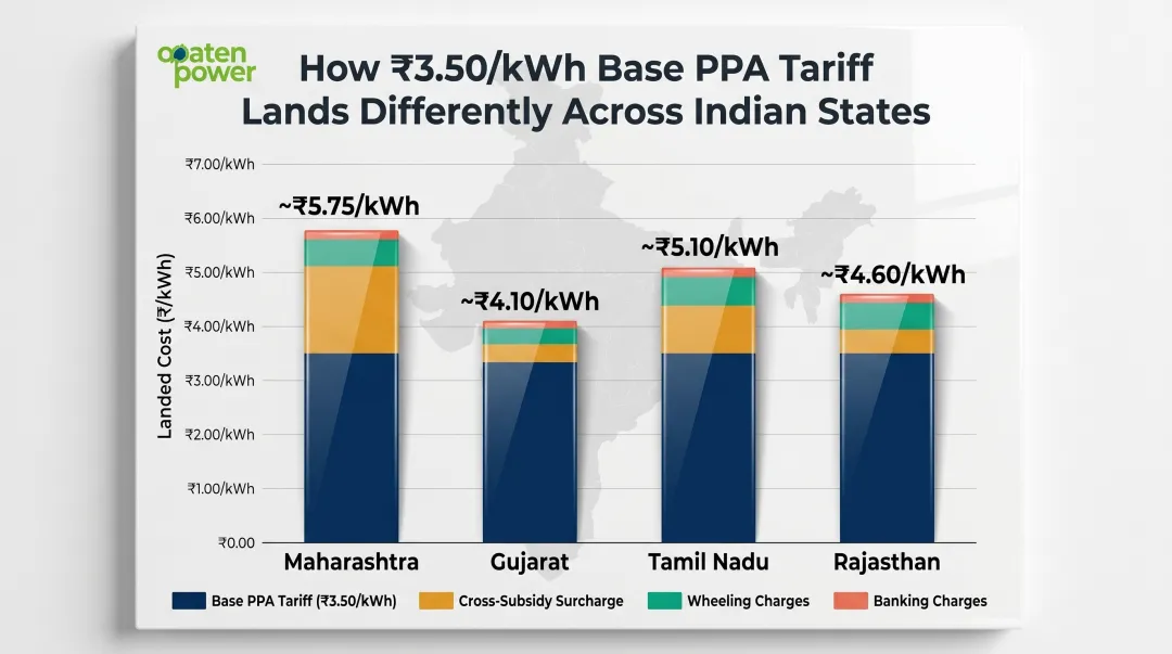 State-wise PPA landed cost comparison across Maharashtra Gujarat Tamil Nadu and Rajasthan