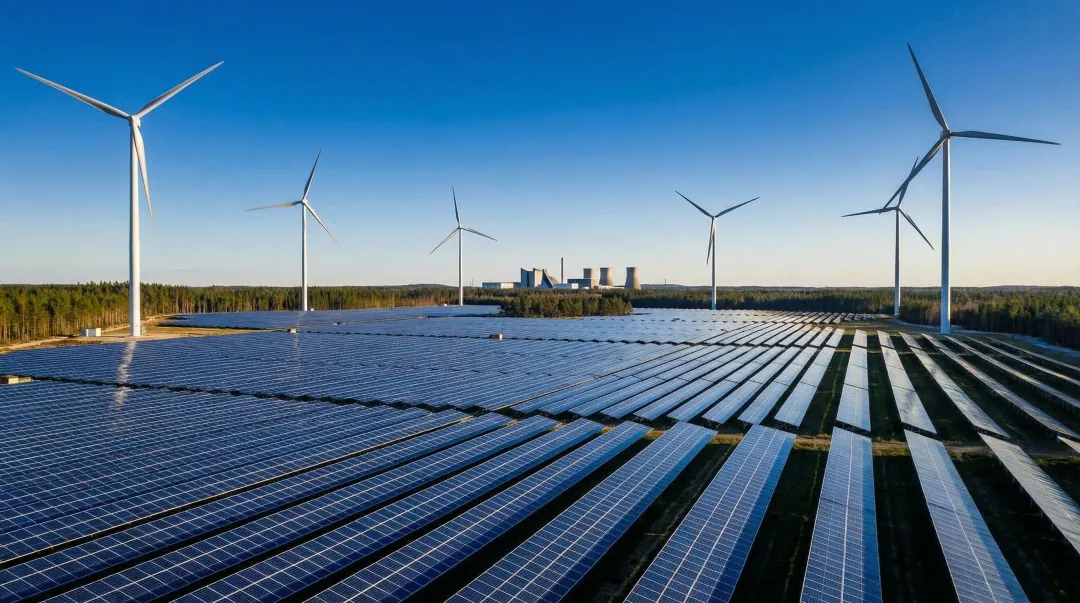 Large solar wind hybrid renewable energy project powering industrial data centre facility