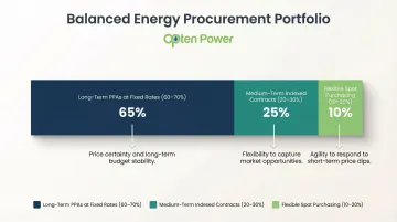 Energy procurement portfolio split showing long-term medium-term and flexible contract allocation