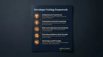 Renewable energy developer due diligence checklist covering five evaluation criteria