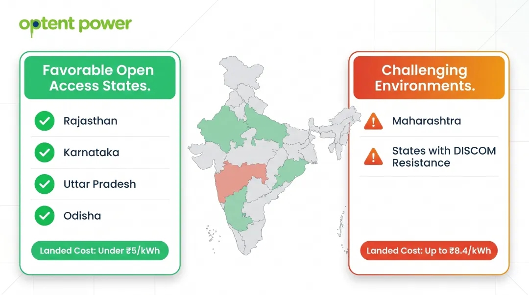 India state-by-state open access cost comparison map showing favorable and challenging environments
