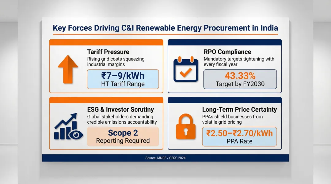 Four key drivers pushing C&I buyers toward renewable energy procurement in India