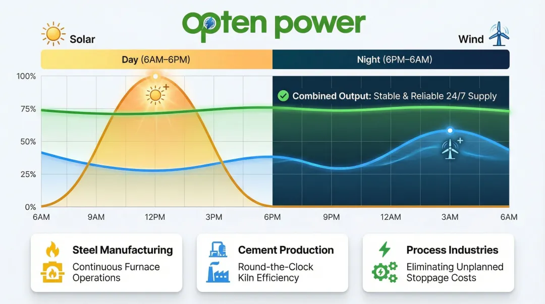Hybrid solar-wind energy generation profile for 24x7 manufacturing operations