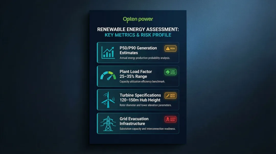 Wind energy project technical due diligence checklist with four key assessment metrics
