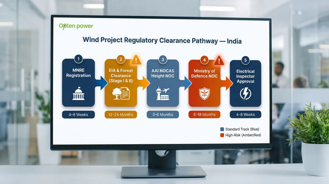 Multi-layer regulatory clearance process for gigawatt-scale wind projects in India