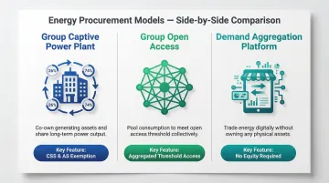 Three group energy procurement models comparison for small businesses infographic