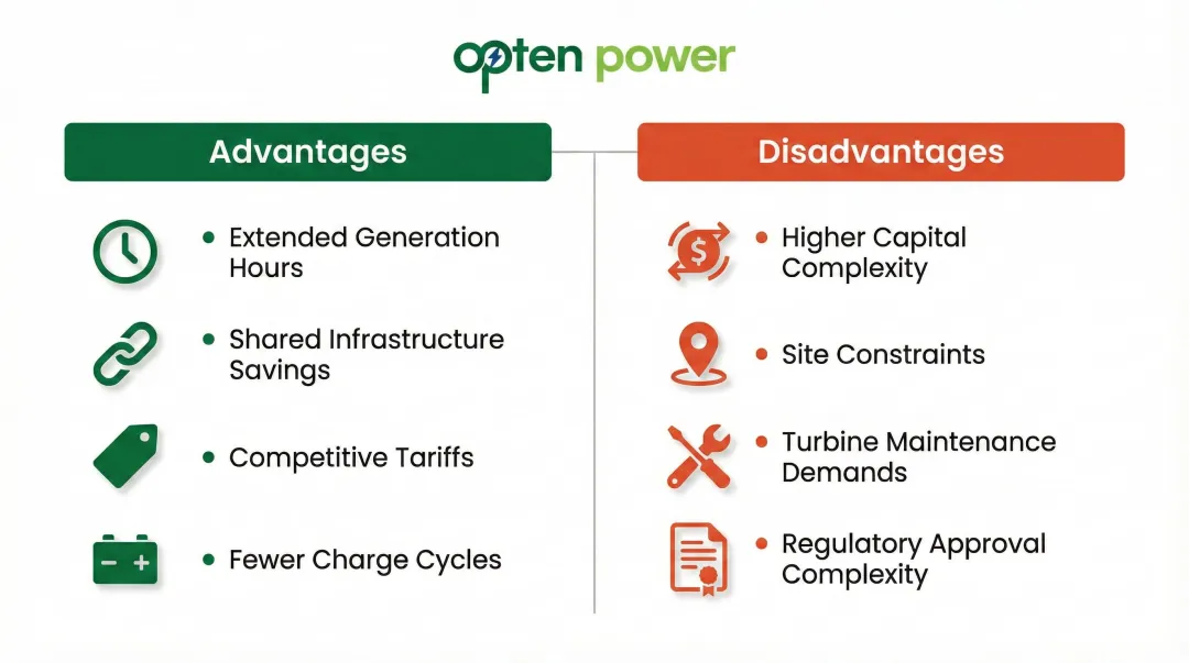 Solar wind hybrid system advantages and disadvantages side-by-side comparison chart