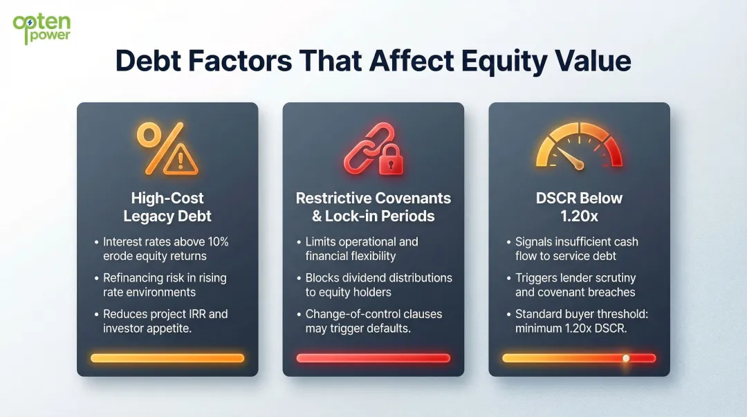 Renewable energy project debt key buyer risk factors DSCR legacy debt and covenants