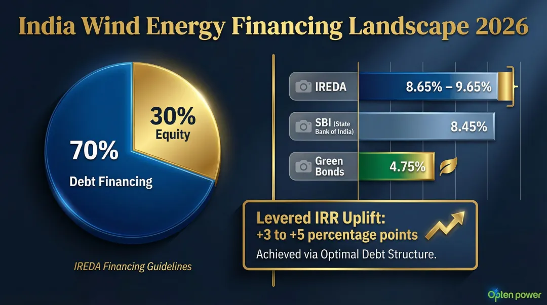 India 2026 wind project financing structure showing debt equity ratios and interest rates
