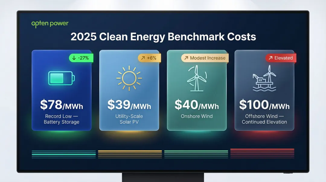 2025 renewable energy technology cost comparison battery storage solar wind infographic