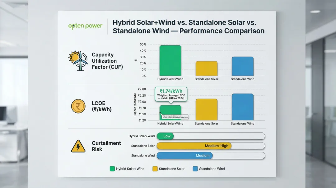 Solar wind hybrid capacity utilization factor versus standalone renewable energy comparison