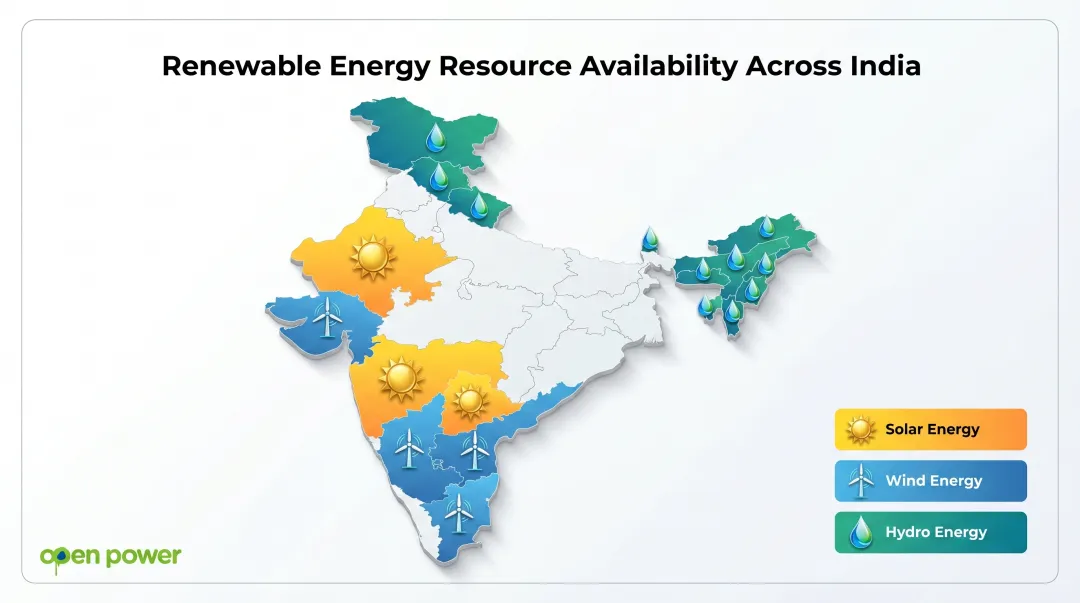 India renewable energy resource map solar wind hydro availability by state