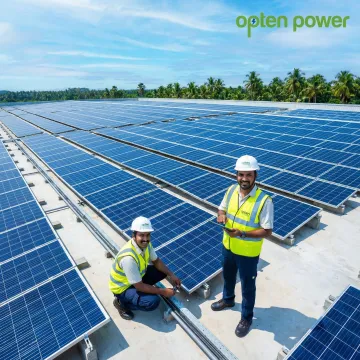 Commercial solar power installation on a large industrial building rooftop in Ernakulam, Kerala