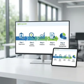 Step-by-step energy procurement process visualization on digital platform
