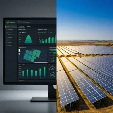Solar asset management platform showing centralized control panel for multiple solar installations across India