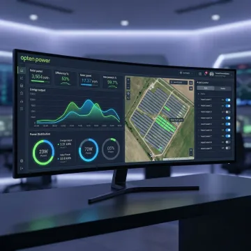 Solar asset management software dashboard displaying real-time monitoring and control of solar panels