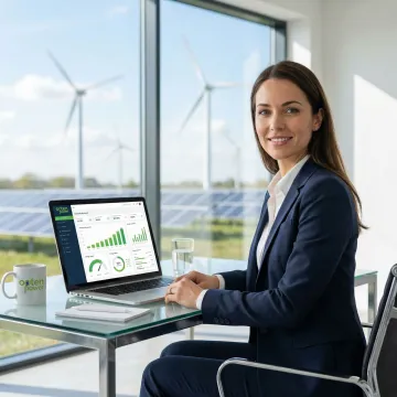 Renewable energy finance tools and resources dashboard on a laptop screen