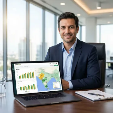 Investment analyst reviewing renewable energy IRR and payback analytics on a digital platform