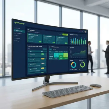 Energy procurement RFP software dashboard showing renewable project tenders and real-time analytics