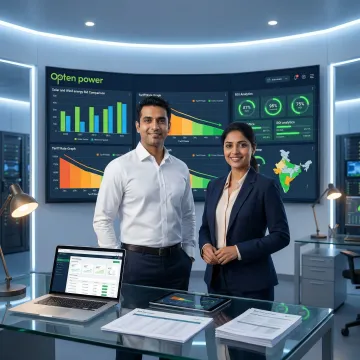 Business professionals reviewing renewable energy procurement bids on a digital dashboard platform