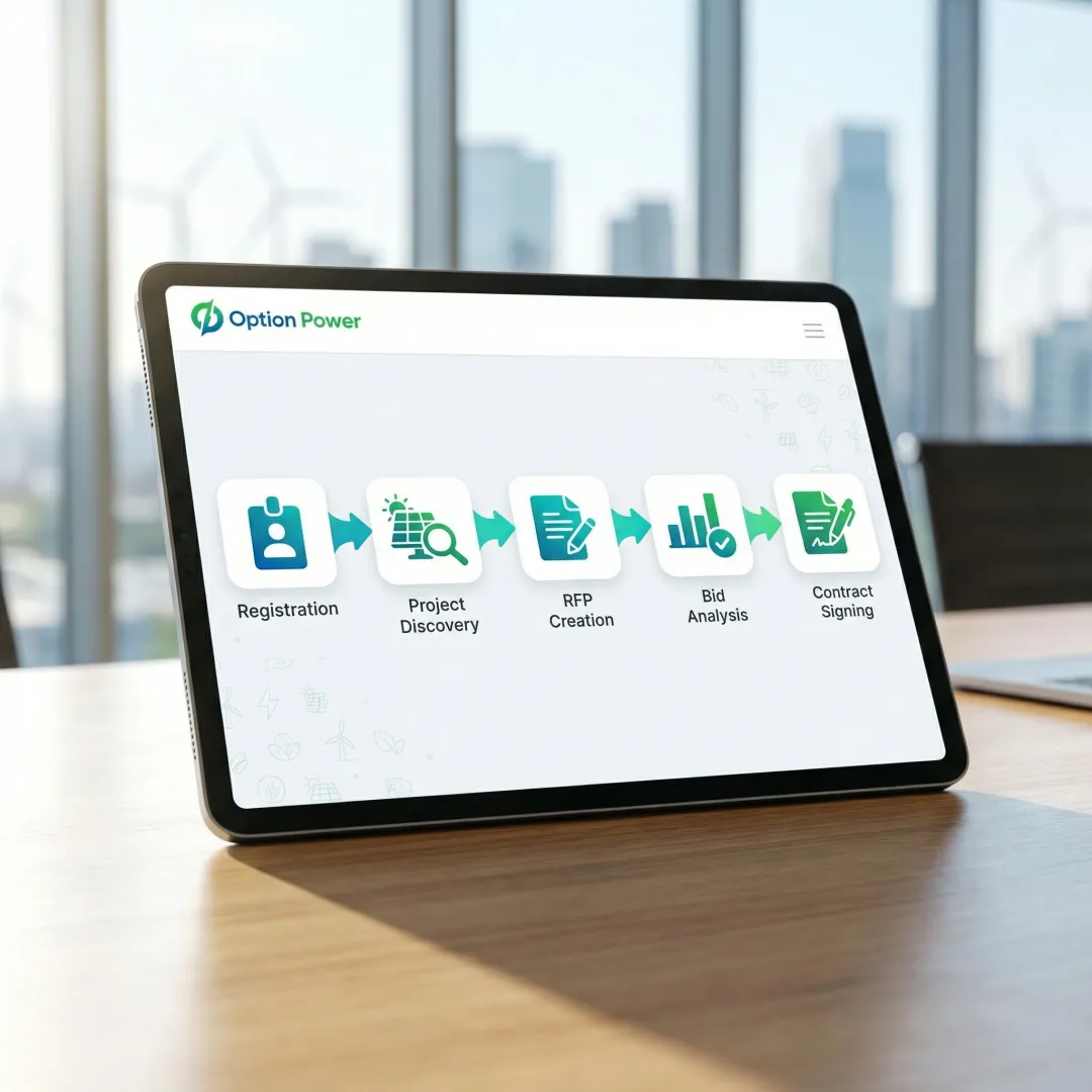 Step-by-step renewable energy procurement process on a digital platform in India