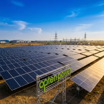 Commercial solar panel installation on a large industrial rooftop or open land in India