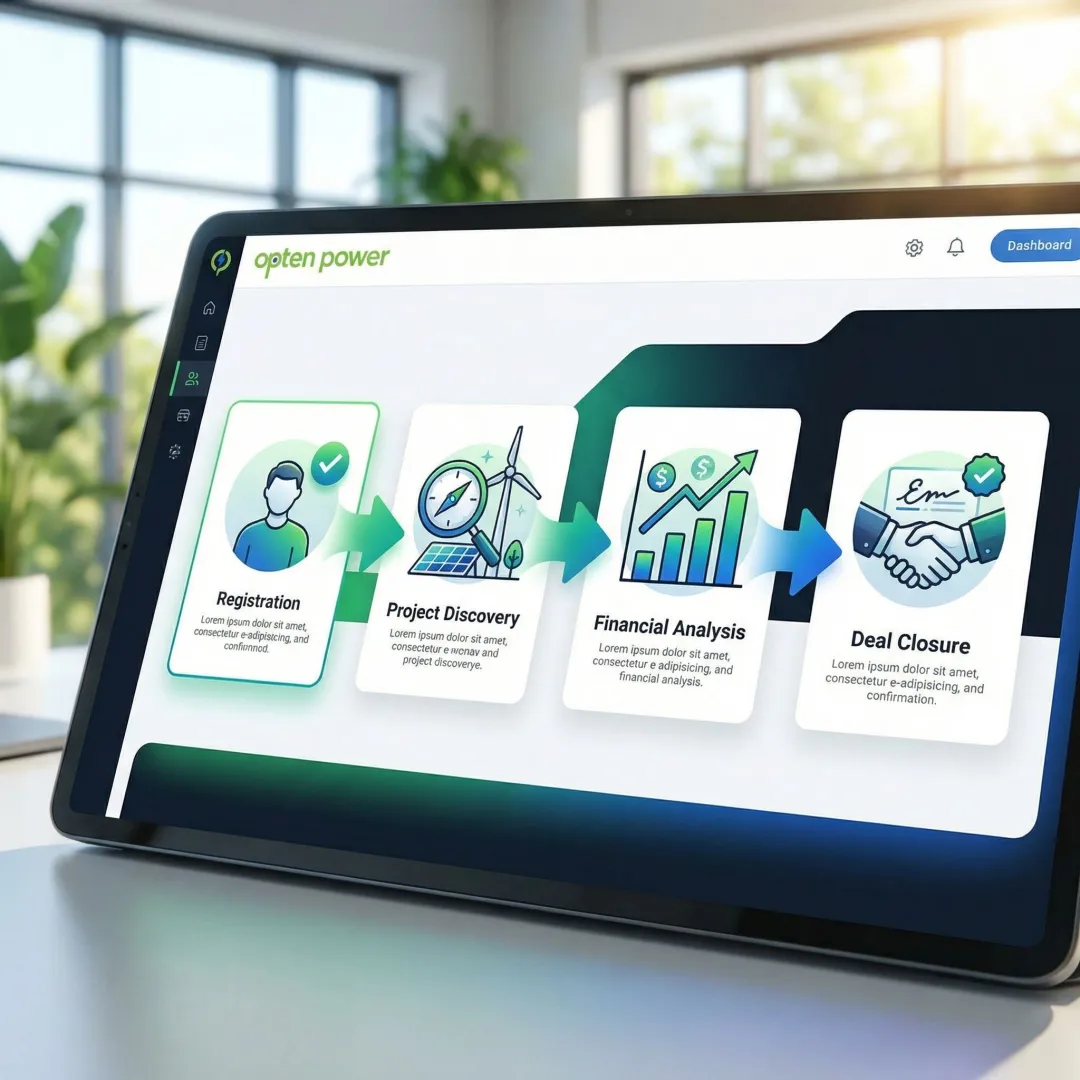 Step-by-step clean energy procurement process on Opten Power's software platform