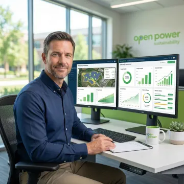 University energy manager using a digital procurement platform dashboard