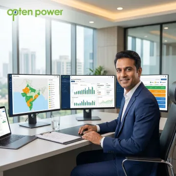 Energy professional reviewing renewable asset portfolio on a digital platform