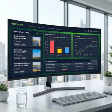 Opten Power PPA portal dashboard showing renewable energy project discovery and analytics