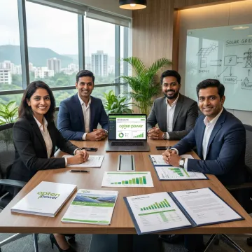 Solar project financing consultation in Pune with financial advisors and renewable energy documents