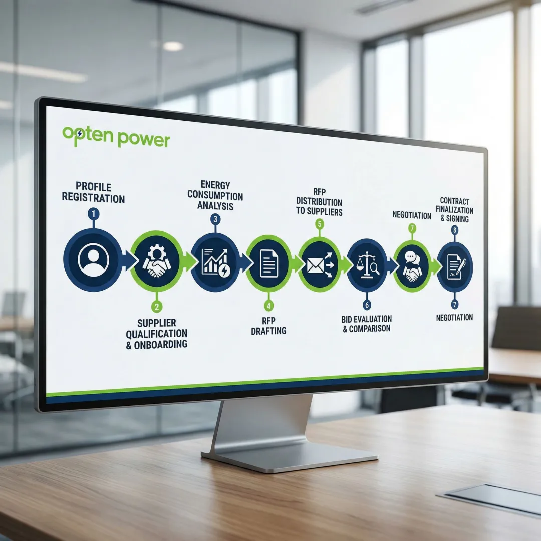 Step-by-step energy tender process from registration to contract signing