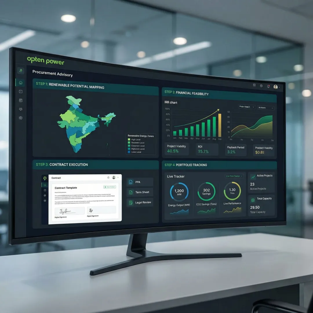 Step-by-step PPA deal execution process shown on a digital platform interface