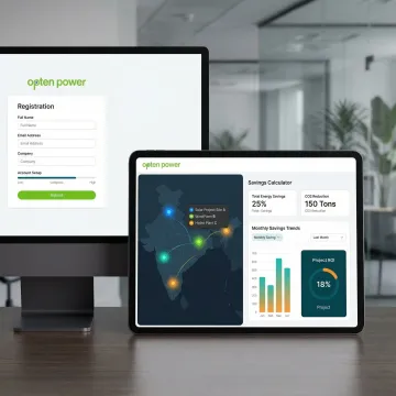 Step-by-step renewable energy procurement process shown on a digital platform interface