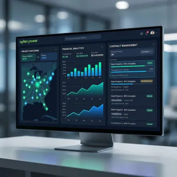Step-by-step renewable energy procurement process displayed on a digital platform interface