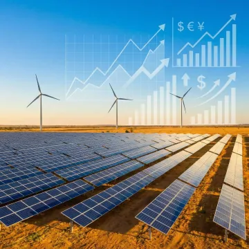 Renewable energy project funding for developing countries — solar and wind infrastructure with finance overlay