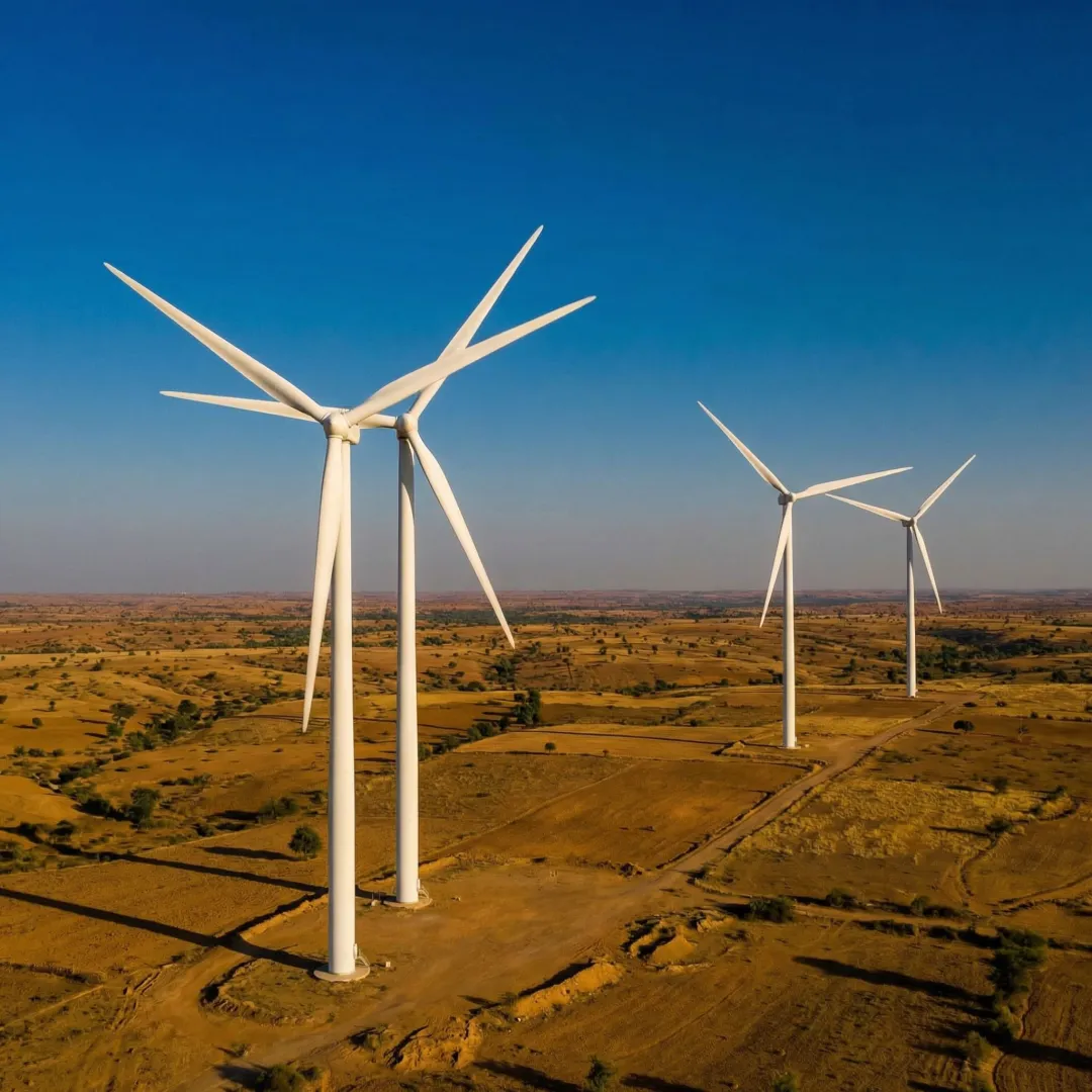 Wind turbines generating clean energy for commercial and industrial businesses in India