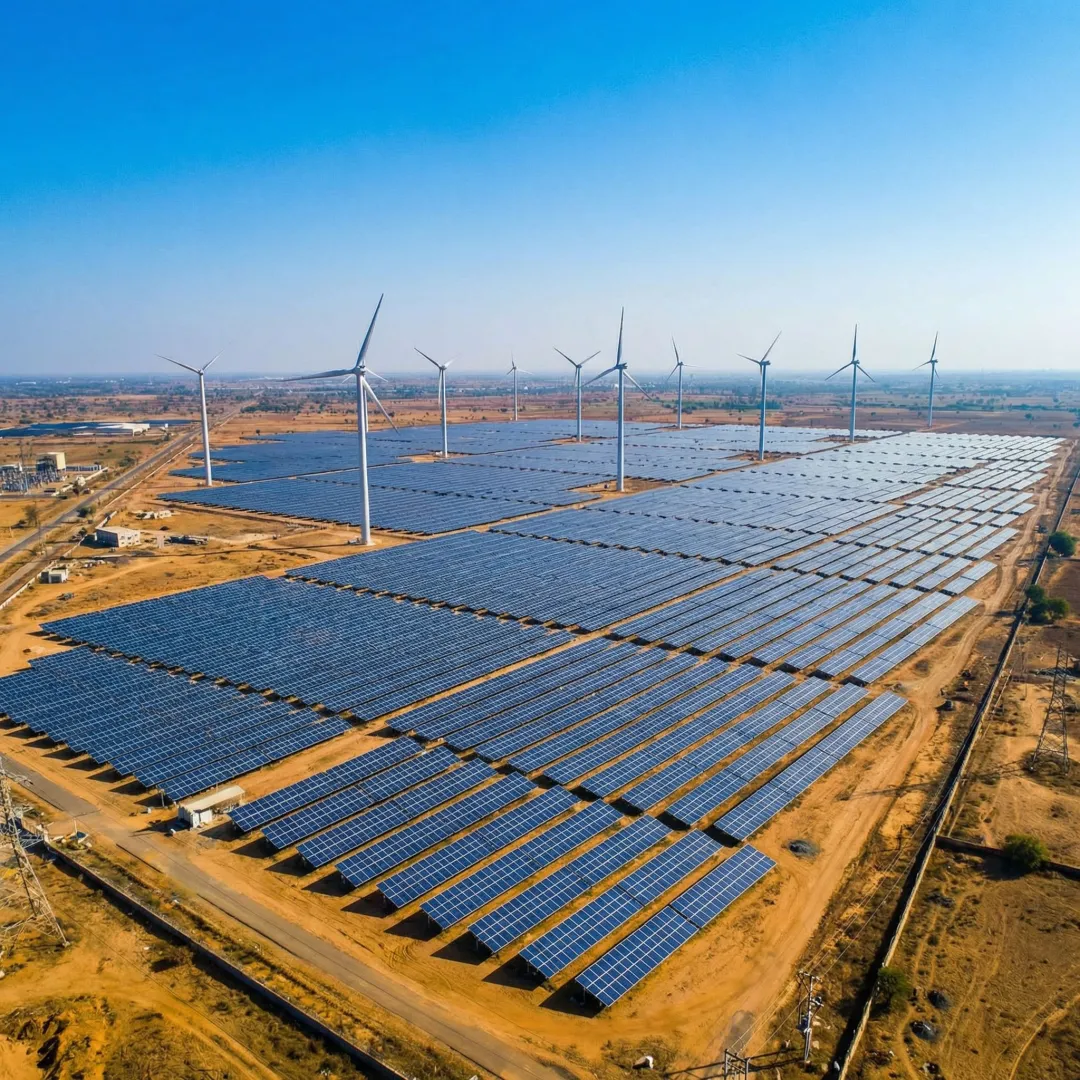 Commercial solar and wind energy project in India representing clean power procurement