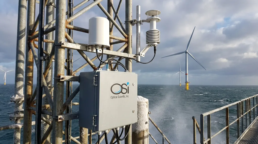 OWI-430 present weather sensor installed on wind farm met mast equipment