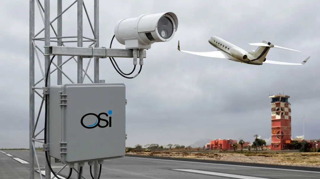 OSI OWI-430 DSP-WIVIS present weather visibility sensor mounted outdoors in field deployment
