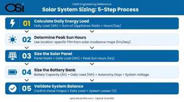 Five-step solar power system sizing methodology process flow for remote IoT sensors