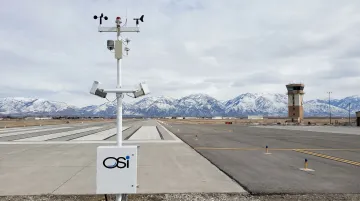 OSI AWOS-AV dual forward scatter visibility sensor system deployed at airport runway