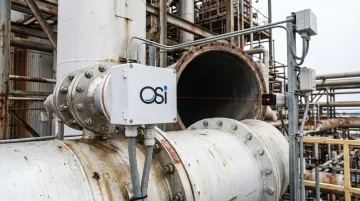 OSI OFS-2000 optical flow sensor installed on industrial stack monitoring system