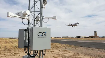 OSI optical precipitation sensor deployed at airport AWOS weather monitoring station