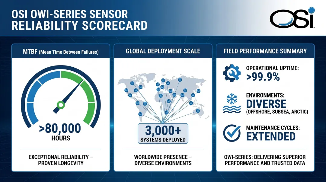 OSI OWI sensor reliability data showing MTBF performance metrics and field deployment statistics