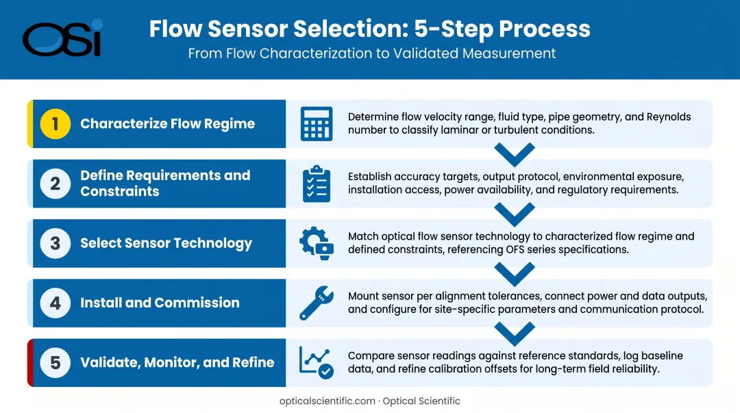 5-step turbulent flow measurement process from site characterization to validation and refinement