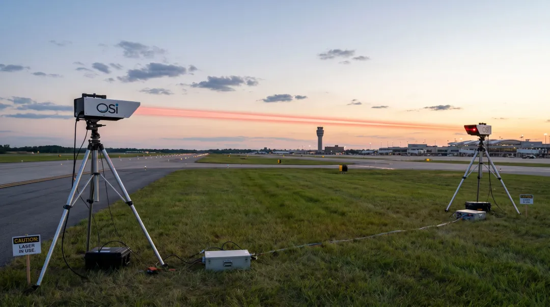 LOA-005 Long-baseline Optical Anemometer deployed across airport measurement path