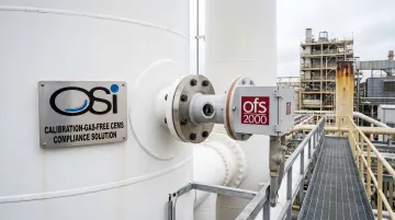 OSI Optical Flow Sensor installed on industrial stack with zero calibration gas requirements